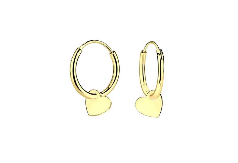 ALEXANDER YORK Paar Creolen Charm-HERZ in Gold, 2-tlg. (Ohrringe), 925 Sterling Silber, 750 Gelbgold-Vergoldung von ALEXANDER YORK