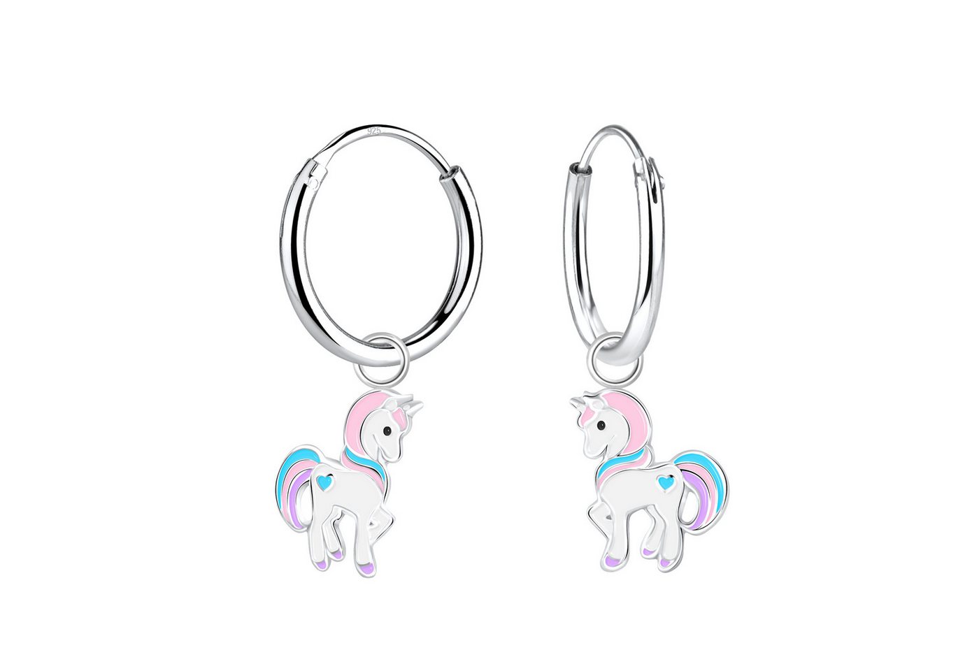 ALEXANDER YORK Paar Creolen Charm-Ohrringe EINHORN HERZ hellrosa, 2-tlg., 925 Sterling Silber von ALEXANDER YORK