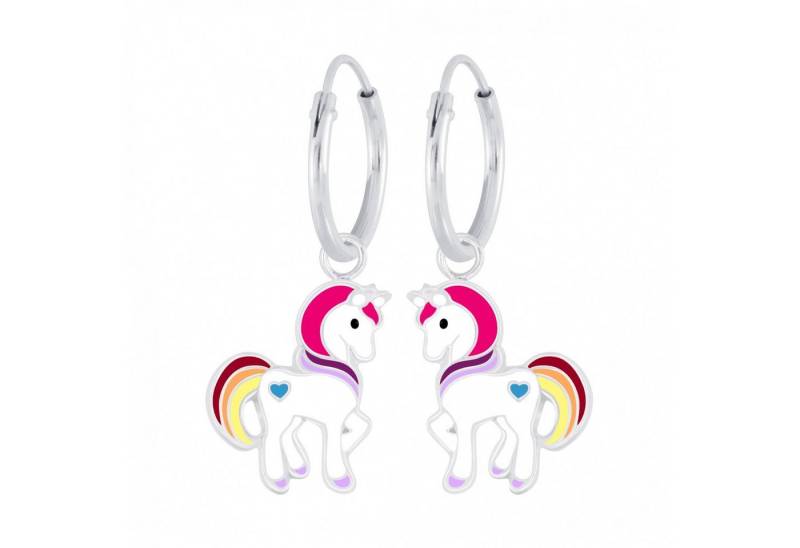 ALEXANDER YORK Paar Creolen Charm-Ohrringe EINHORN HERZ rot, 2-tlg., 925 Sterling Silber von ALEXANDER YORK