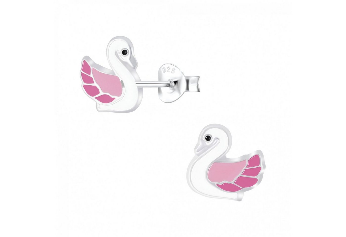 ALEXANDER YORK Paar Ohrstecker SCHWAN rosa, 2-tlg., 925 Sterling Silber von ALEXANDER YORK