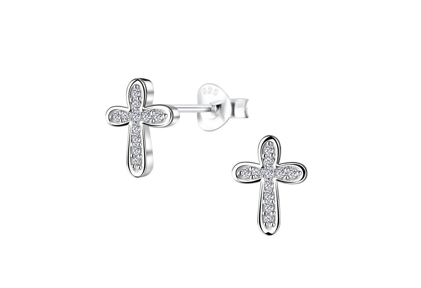 ALEXANDER YORK Paar Ohrstecker KREUZ Zirkonia glitzernd, 2-tlg., 925 Sterling Silber von ALEXANDER YORK