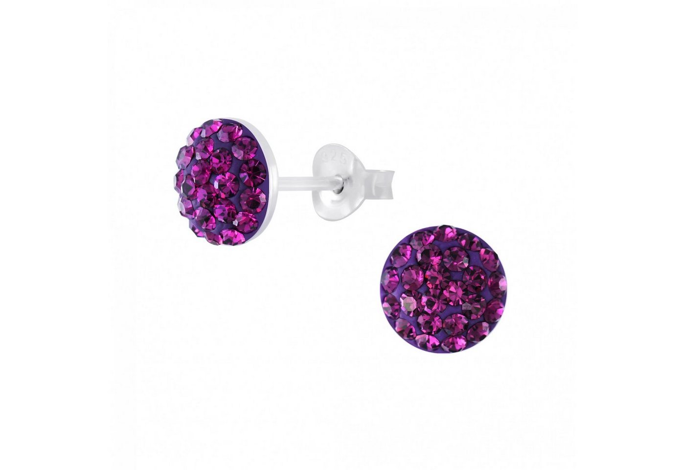 ALEXANDER YORK Paar Ohrstecker GEO Kristall rund 8 mm I amethyst, 2-tlg., 925 Sterling Silber von ALEXANDER YORK