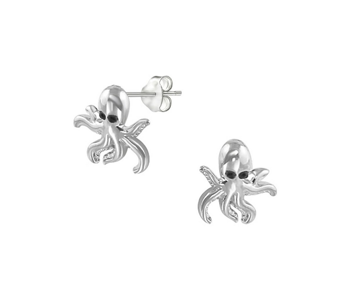 ALEXANDER YORK Paar Ohrstecker OKTOPUS mit Kristall schwarz, 2-tlg., 925 Sterling Silber von ALEXANDER YORK