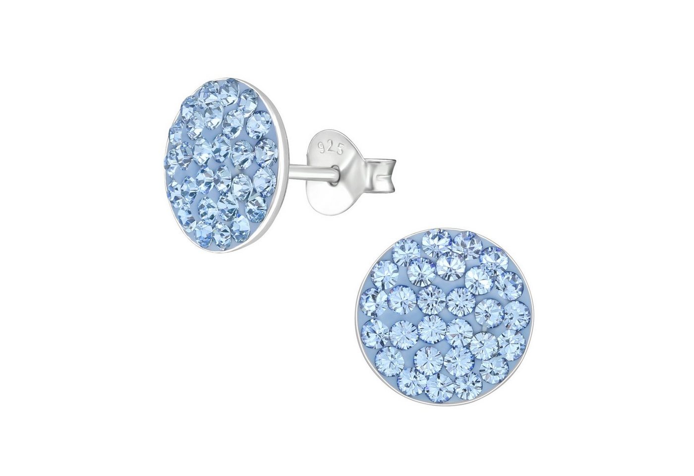 ALEXANDER YORK Paar Ohrstecker GEO Kristall rund 10 mm I hellblau, 2-tlg., 925 Sterling Silber von ALEXANDER YORK