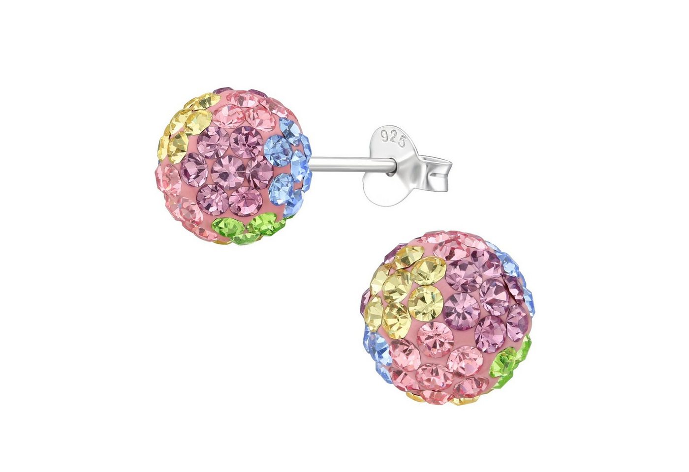 ALEXANDER YORK Paar Ohrstecker BALL KRISTALL 8 mm I regenbogenfarben, 2-tlg., 925 Sterling Silber von ALEXANDER YORK