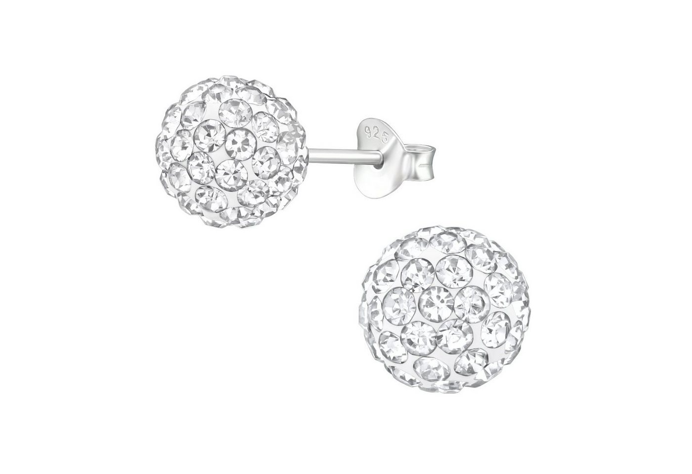 ALEXANDER YORK Paar Ohrstecker BALL KRISTALL 8 mm I weiß, 2-tlg., 925 Sterling Silber von ALEXANDER YORK