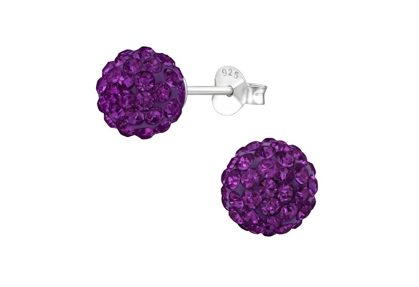 ALEXANDER YORK Paar Ohrstecker BALL KRISTALL 8 mm I amethyst, 2-tlg., 925 Sterling Silber von ALEXANDER YORK