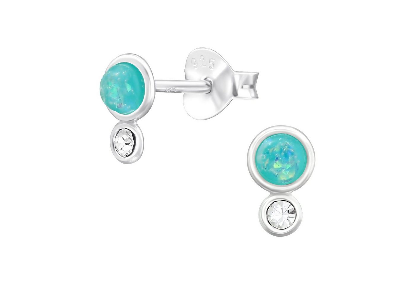 ALEXANDER YORK Paar Ohrstecker GEO-OPAL mint mit Kristall, 2-tlg., 925 Sterling Silber von ALEXANDER YORK