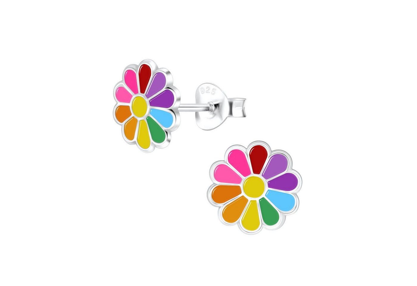 ALEXANDER YORK Paar Ohrstecker BLUME regenbogenfarben, 2-tlg., 925 Sterling Silber von ALEXANDER YORK