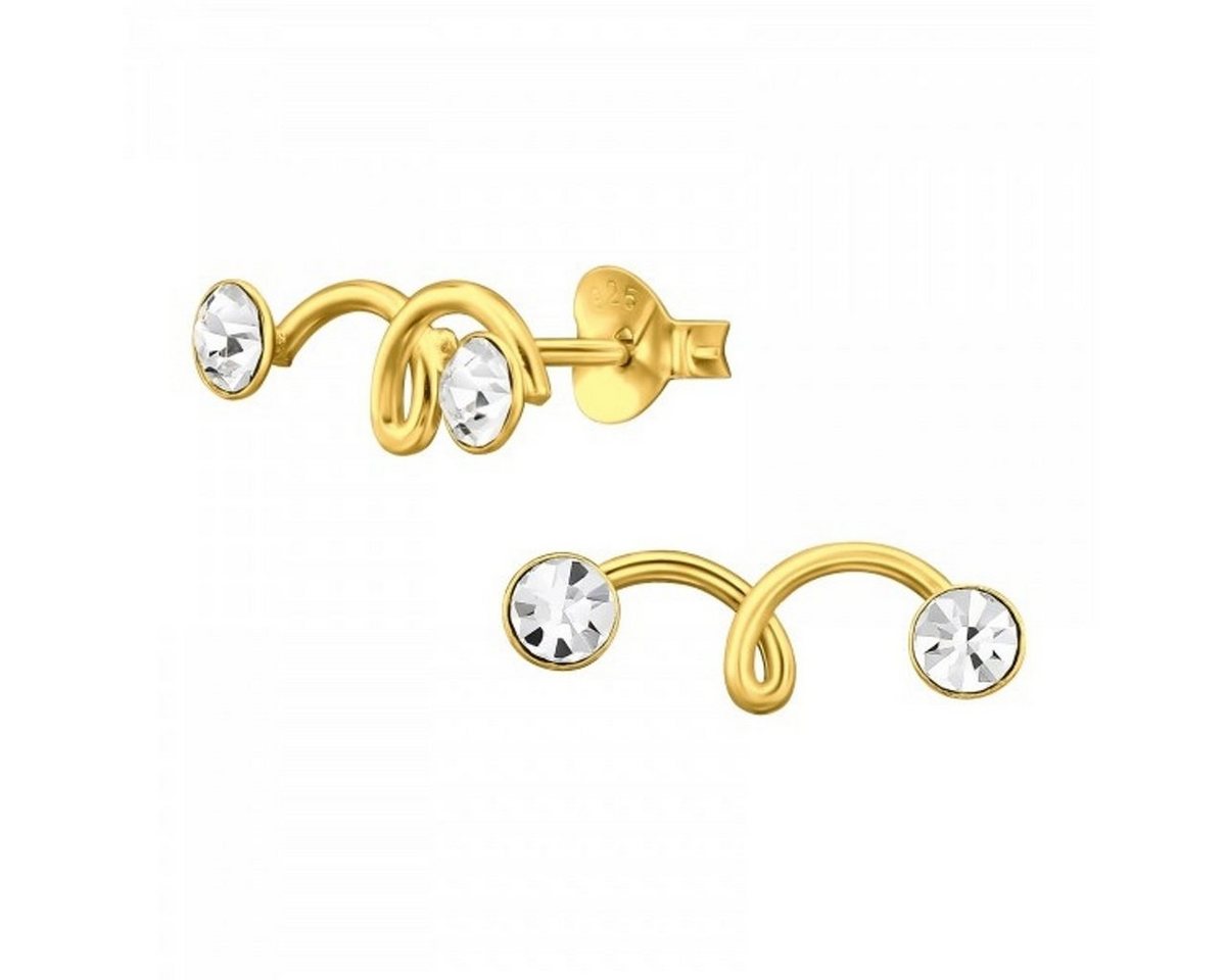 ALEXANDER YORK Paar Ohrstecker CLIMBER KRISTALL in Gold, 2-tlg., 925 Sterling Silber von ALEXANDER YORK