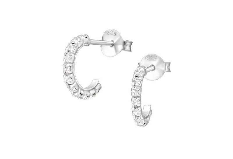 ALEXANDER YORK Paar Ohrstecker CREOLEN halboffen Kristall weiß, 2-tlg., 925 Sterling Silber von ALEXANDER YORK