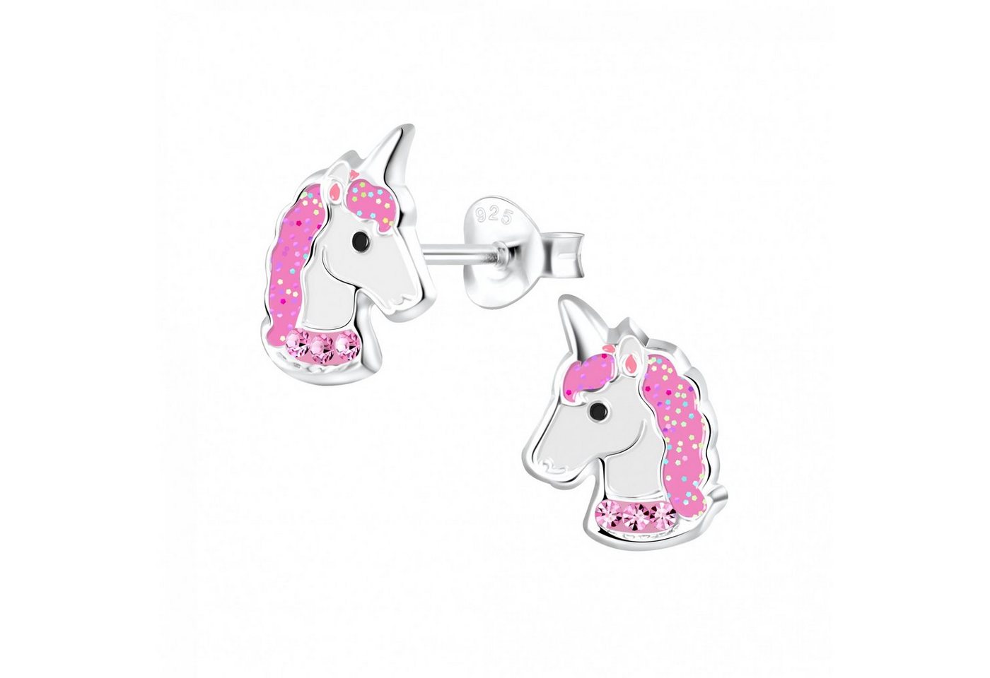 ALEXANDER YORK Paar Ohrstecker EINHORN Kristall pink, 2-tlg., 925 Sterling Silber von ALEXANDER YORK