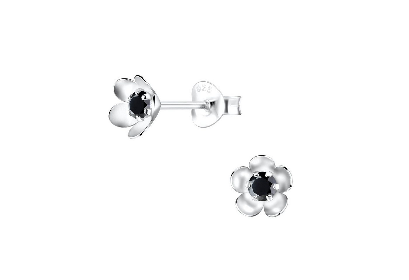 ALEXANDER YORK Paar Ohrstecker FLOWER mit Zirkonia schwarz, 2-tlg., 925 Sterling Silber von ALEXANDER YORK