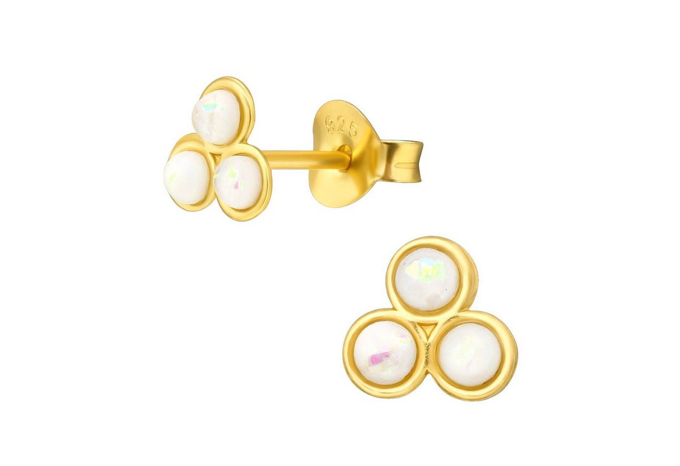 ALEXANDER YORK Paar Ohrstecker GEO-OPAL in gold, 2-tlg., 925 Sterling Silber von ALEXANDER YORK