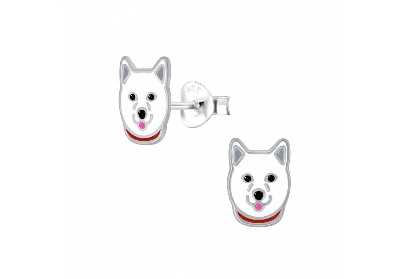 ALEXANDER YORK Paar Ohrstecker HUSKY weiß, 2-tlg., 925 Sterling Silber von ALEXANDER YORK