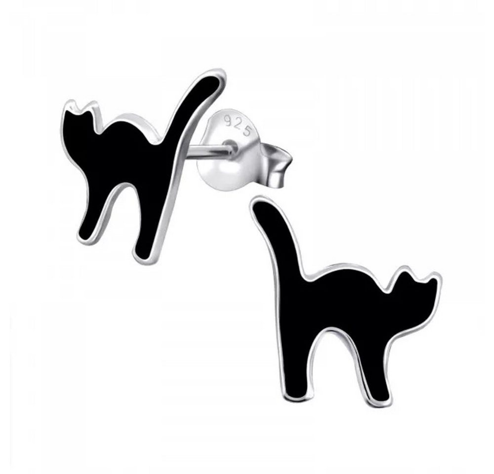 ALEXANDER YORK Paar Ohrstecker KATZE schwarz, 2-tlg., 925 Sterling Silber von ALEXANDER YORK