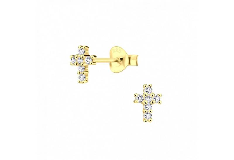 ALEXANDER YORK Paar Ohrstecker KREUZ Zirkonia in Gold, 2-tlg. (Ohrstecker), 925 Sterling Silber von ALEXANDER YORK