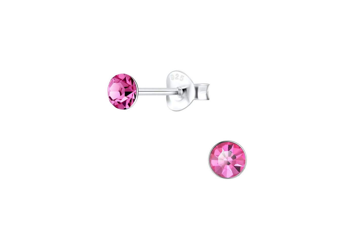 ALEXANDER YORK Paar Ohrstecker KRISTALL 4 mm rose, 2-tlg., 925 Sterling Silber von ALEXANDER YORK