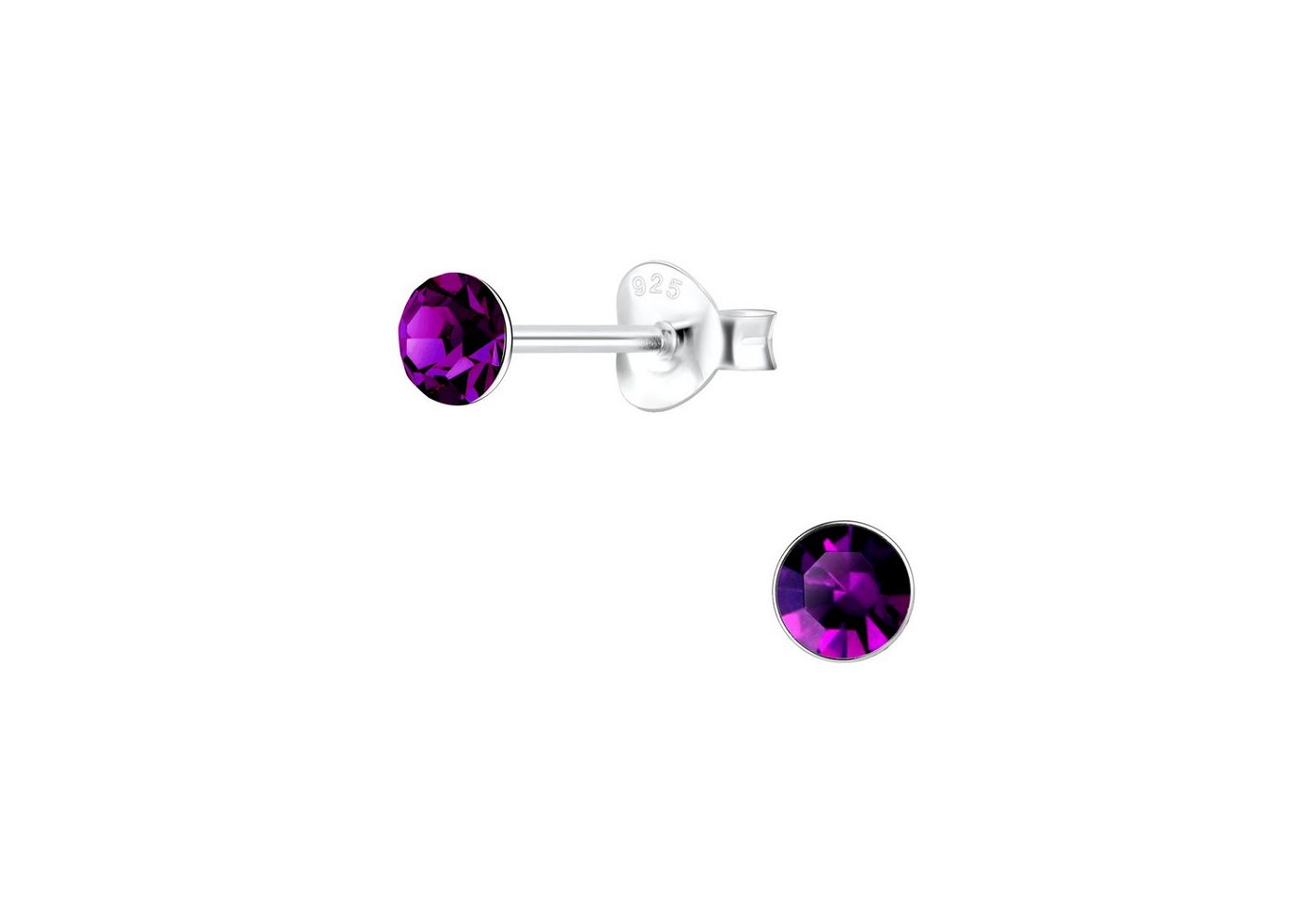 ALEXANDER YORK Paar Ohrstecker KRISTALL 4 mm amethyst, 2-tlg., 925 Sterling Silber von ALEXANDER YORK