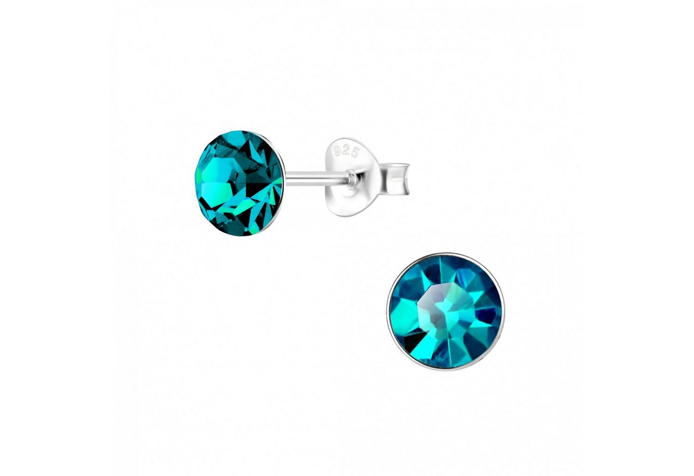 ALEXANDER YORK Paar Ohrstecker KRISTALL 6 mm I blue-zircon, 2-tlg., 925 Sterling Silber von ALEXANDER YORK