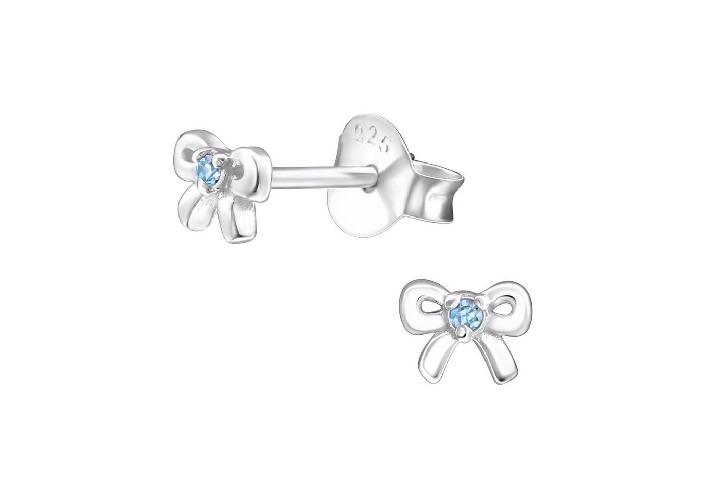 ALEXANDER YORK Paar Ohrstecker Kinderschmuck-Ohrstecker SCHLEIFE mit Geburtsstein I aqua, 2-tlg., 925 Sterling Silber von ALEXANDER YORK