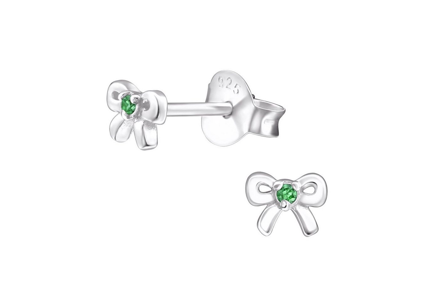 ALEXANDER YORK Paar Ohrstecker Kinderschmuck-Ohrstecker SCHLEIFE mit Geburtsstein I emerald, 2-tlg., 925 Sterling Silber von ALEXANDER YORK