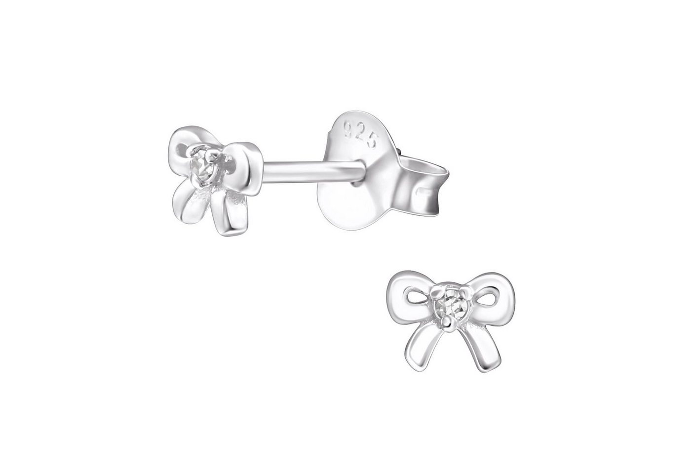 ALEXANDER YORK Paar Ohrstecker Kinderschmuck-Ohrstecker SCHLEIFE mit Geburtsstein I white, 2-tlg., 925 Sterling Silber von ALEXANDER YORK