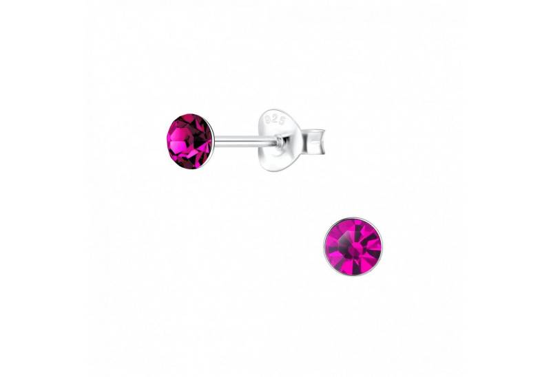 ALEXANDER YORK Paar Ohrstecker Kristall 4 mm I fuchsia, 2-tlg., 925 Sterling Silber von ALEXANDER YORK