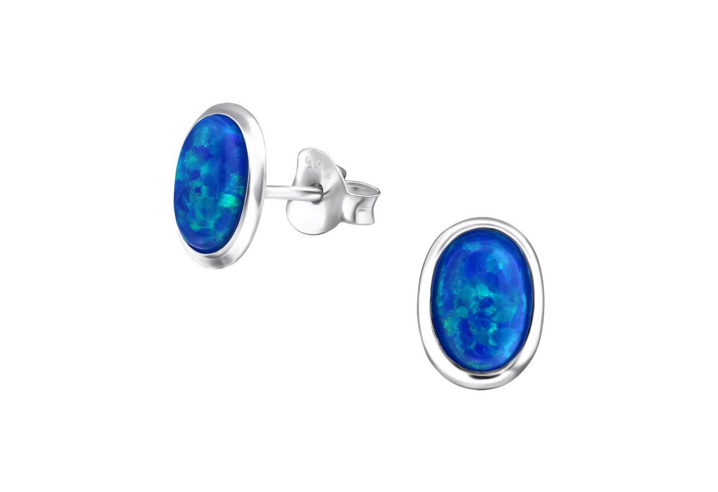 ALEXANDER YORK Paar Ohrstecker OPAL blau, 2-tlg., 925 Sterling Silber von ALEXANDER YORK