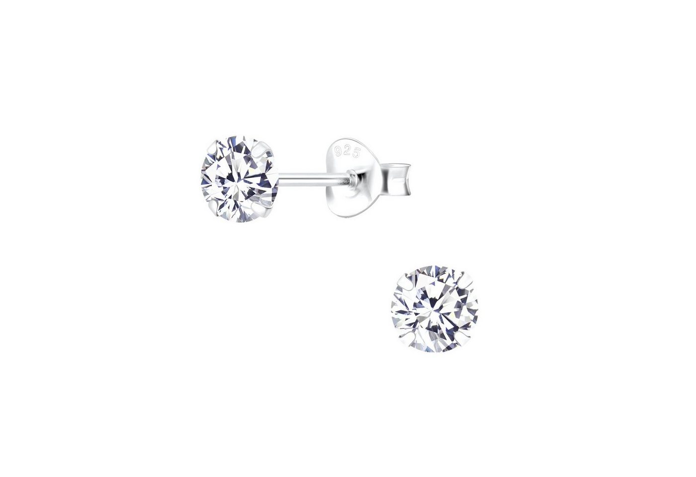 ALEXANDER YORK Paar Ohrstecker ROUND ZIRCONIA 4 mm, 2-tlg., 925 Sterling Silber von ALEXANDER YORK