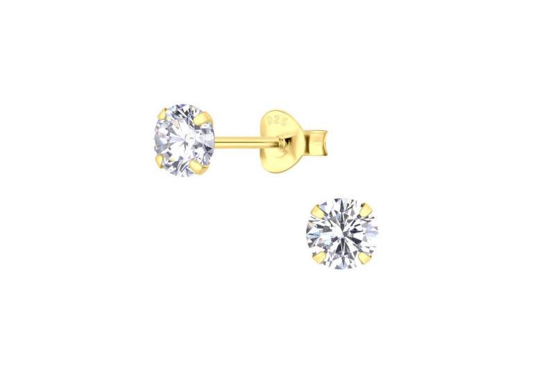ALEXANDER YORK Paar Ohrstecker ROUND ZIRCONIA 5 mm in Gold, 2-tlg., 925 Sterling Silber von ALEXANDER YORK