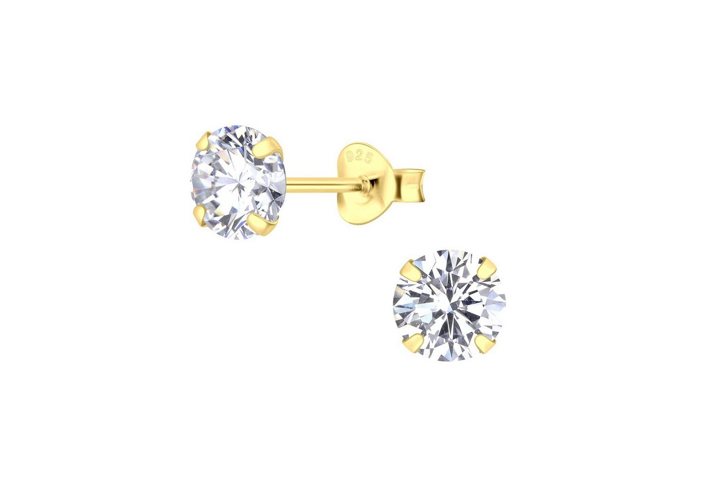 ALEXANDER YORK Paar Ohrstecker ROUND ZIRCONIA 7 mm in Gold, 2-tlg., 925 Sterling Silber von ALEXANDER YORK