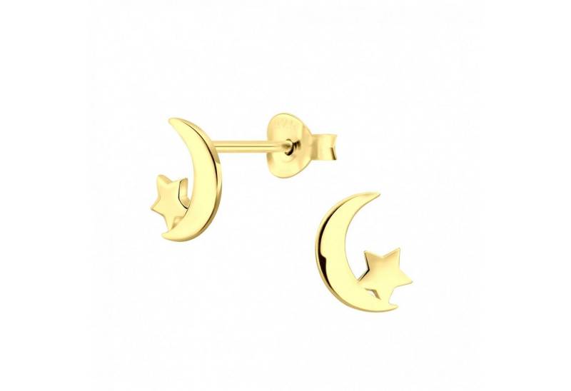 ALEXANDER YORK Paar Ohrstecker STERN auf MOND in Gold, 2-tlg. (Ohrstecker), 925 Sterling Silber von ALEXANDER YORK