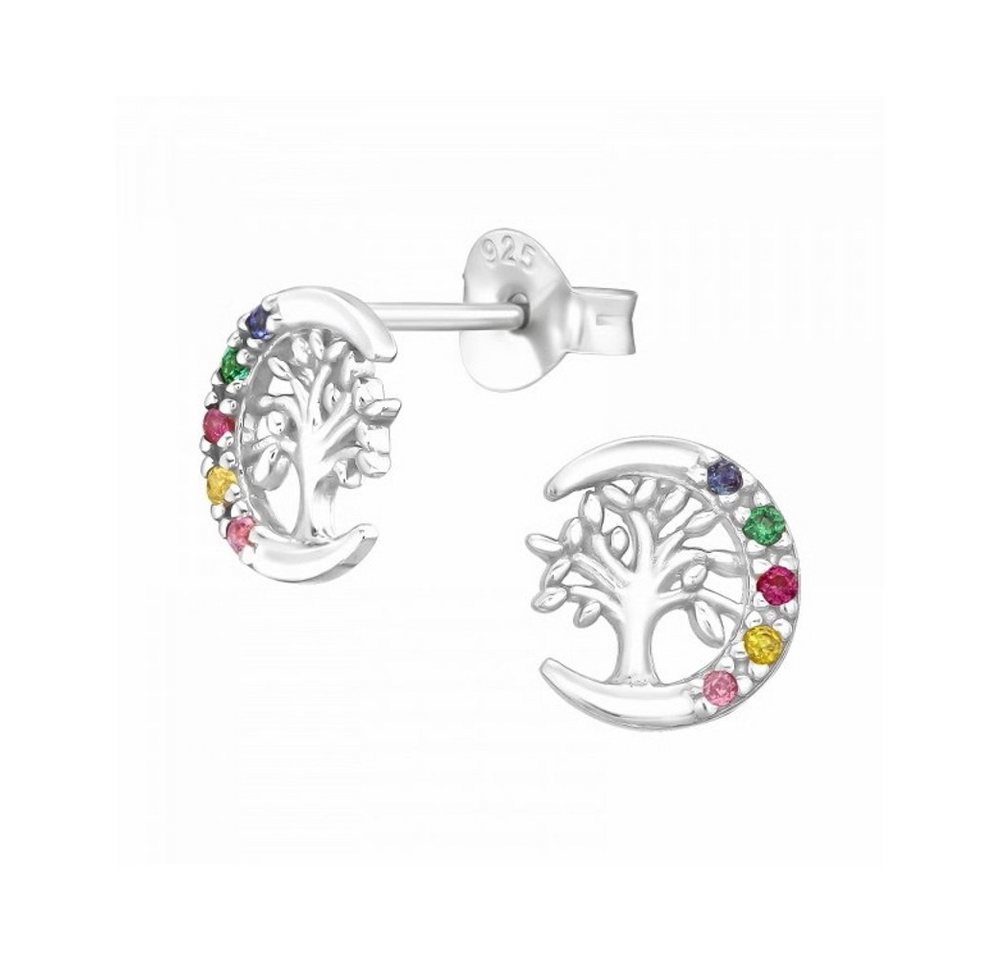 ALEXANDER YORK Paar Ohrstecker TREE OF LIFE Zirkonia regenbogenfarben, 2-tlg., 925 Sterling Silber von ALEXANDER YORK