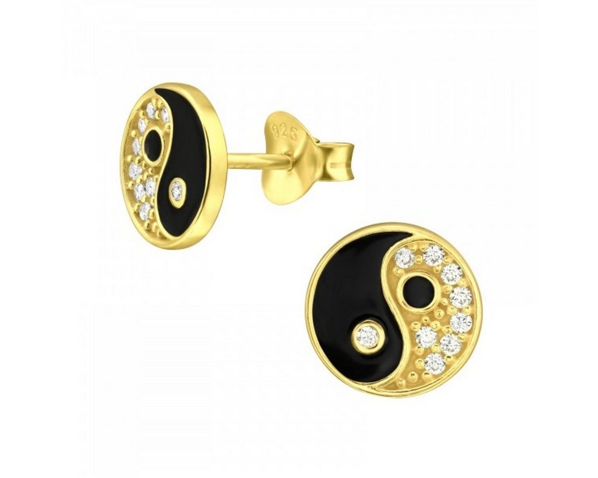 ALEXANDER YORK Paar Ohrstecker YIN YANG in Gold, 2-tlg., 925 Sterling Silber von ALEXANDER YORK