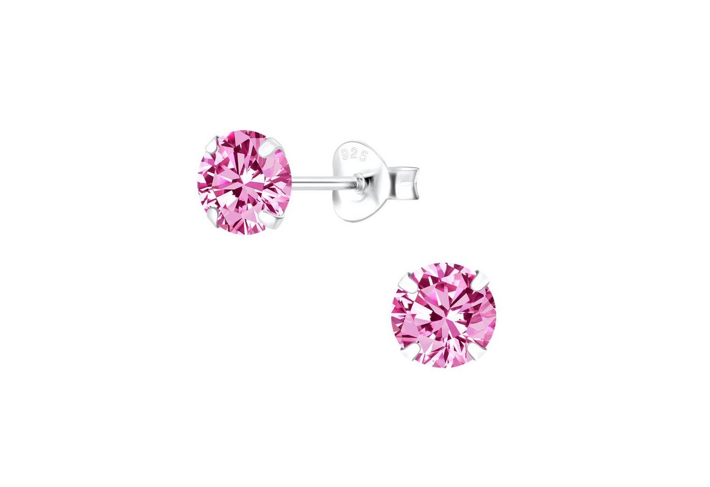 ALEXANDER YORK Paar Ohrstecker Zirkonia 6 mm rosa, 2-tlg., 925 Sterling Silber von ALEXANDER YORK