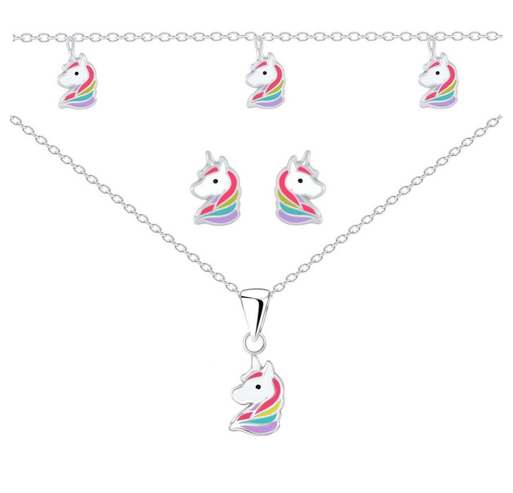 ALEXANDER YORK Schmuckset EINHORN RAINBOW, 5-tlg. (Kette mit Anhänger, Ohrstecker, Armband), 925 Sterling Silber von ALEXANDER YORK