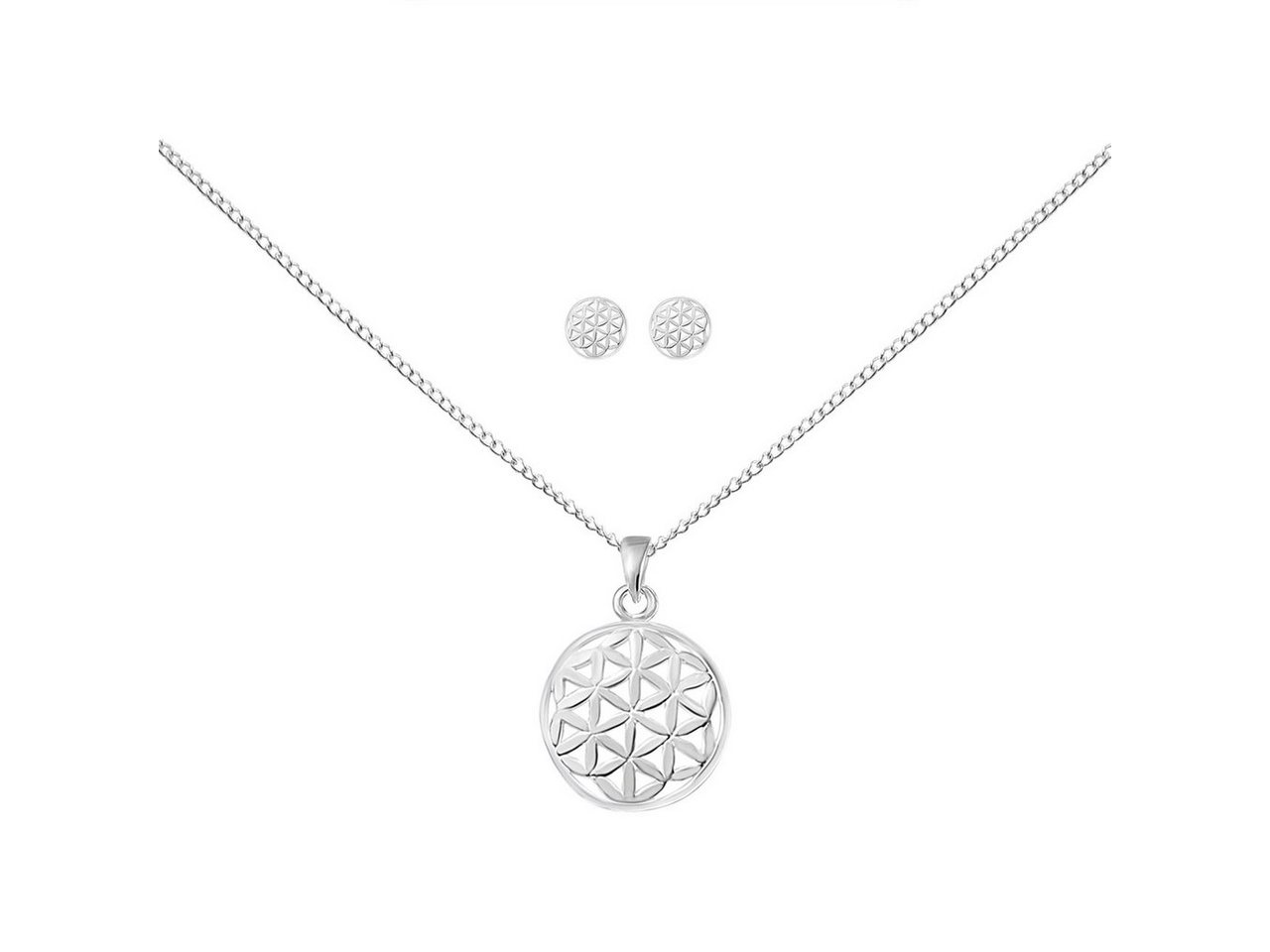 ALEXANDER YORK Schmuckset FLOWER OF LIFE LEBENSBLUME, 4-tlg. (Kette mit Anhänger, Ohrstecker), 925 Sterling Silber von ALEXANDER YORK