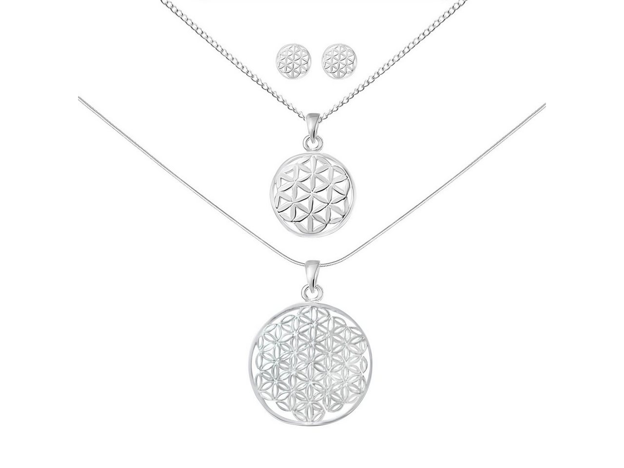 ALEXANDER YORK Schmuckset FLOWER OF LIFE, 6-tlg. (Kette mit Anhänger, Ohrstecker), 925 Sterling Silber von ALEXANDER YORK