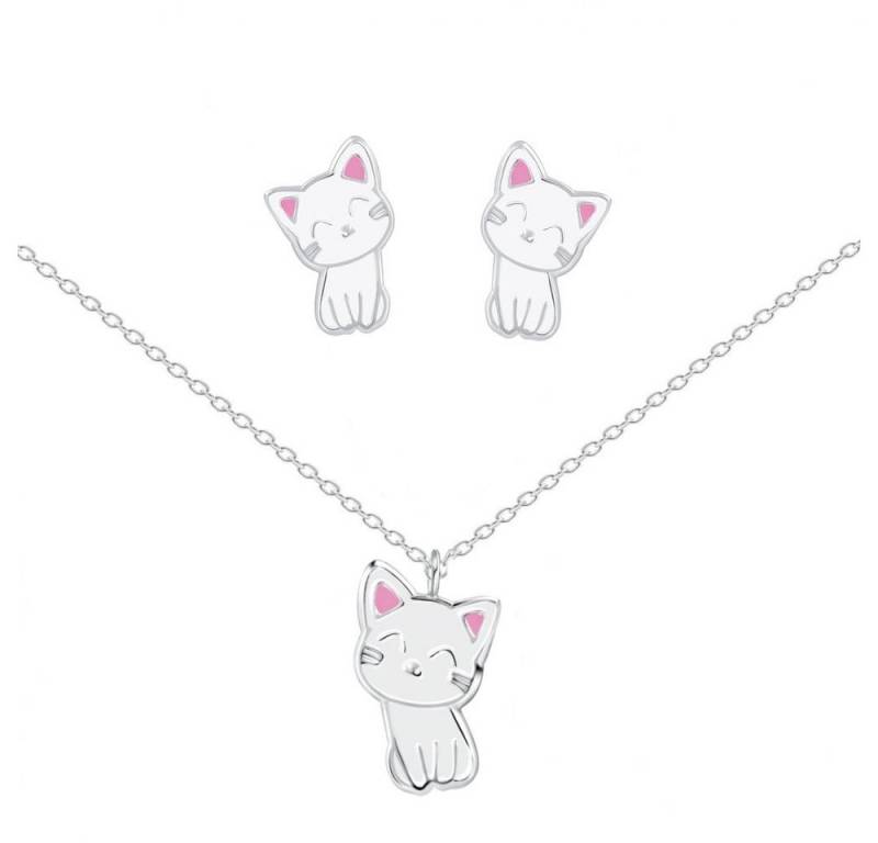 ALEXANDER YORK Schmuckset Schmuckset, Kinder, 925 Sterling Silber, KATZE weiß, 4-tlg. von ALEXANDER YORK