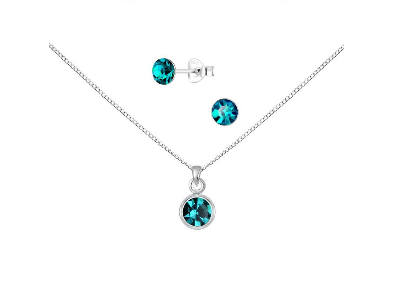 ALEXANDER YORK Schmuckset SOLITÄR blue zircon in 925 Sterling Silber, 4-tlg. (Schmuckset) von ALEXANDER YORK