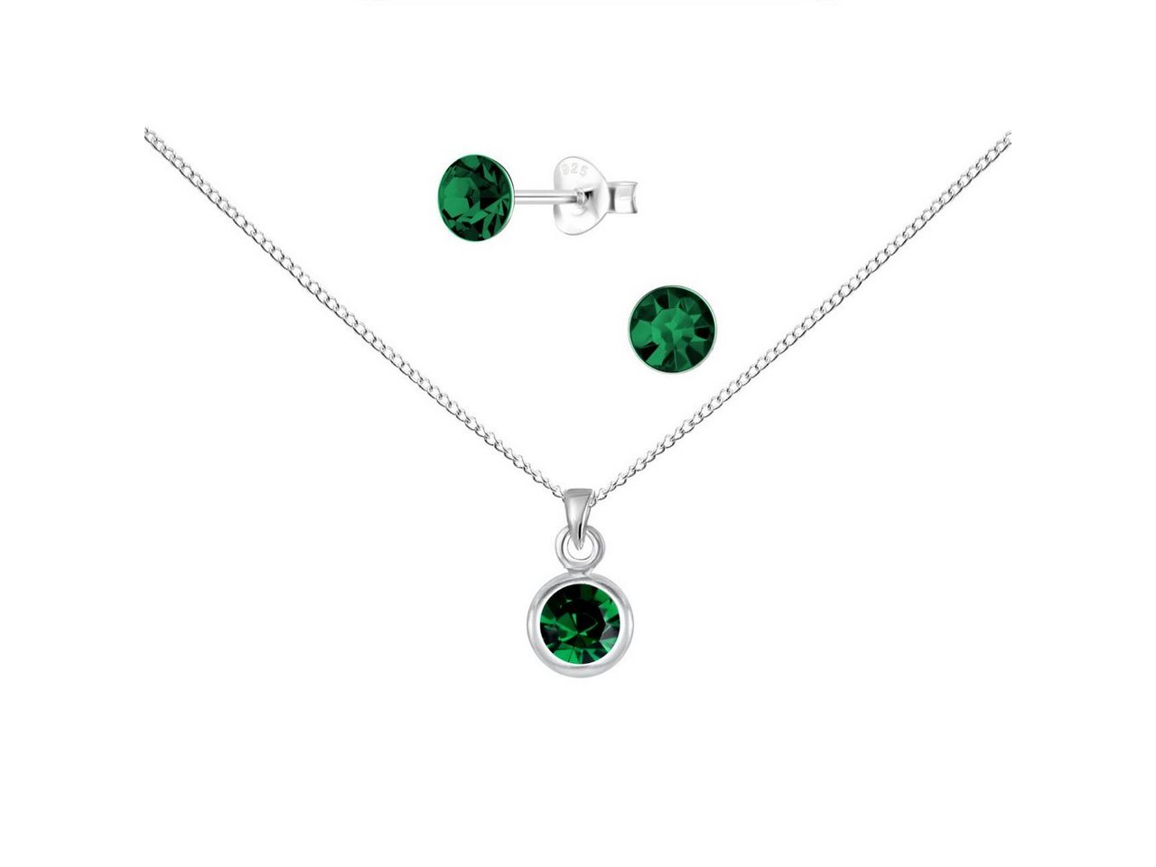 ALEXANDER YORK Schmuckset SOLITÄR emerald in 925 Sterling Silber, 4-tlg. (Schmuckset) von ALEXANDER YORK