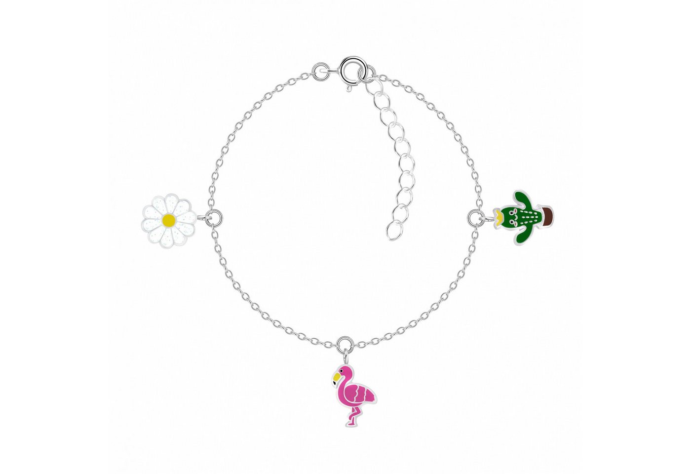 ALEXANDER YORK Silberarmband KAKTUS, FLAMINGO und BLUME, 925 Sterling Silber von ALEXANDER YORK