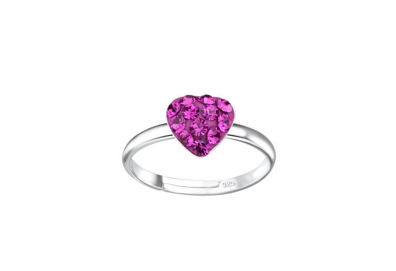 ALEXANDER YORK Silberring Kinderschmuck-Ring HERZ Kristall fuchsia, 925 Sterling Silber von ALEXANDER YORK