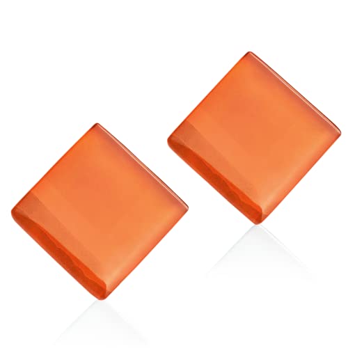 ALEXASCHA® Quadratische Statement Ohrringe • Extra große Ohrstecker mit eckigen Glassteinen • Geometrischer Glasschmuck avantgard • 20mm x 20mm x 3mm (Orange) von ALEXASCHA