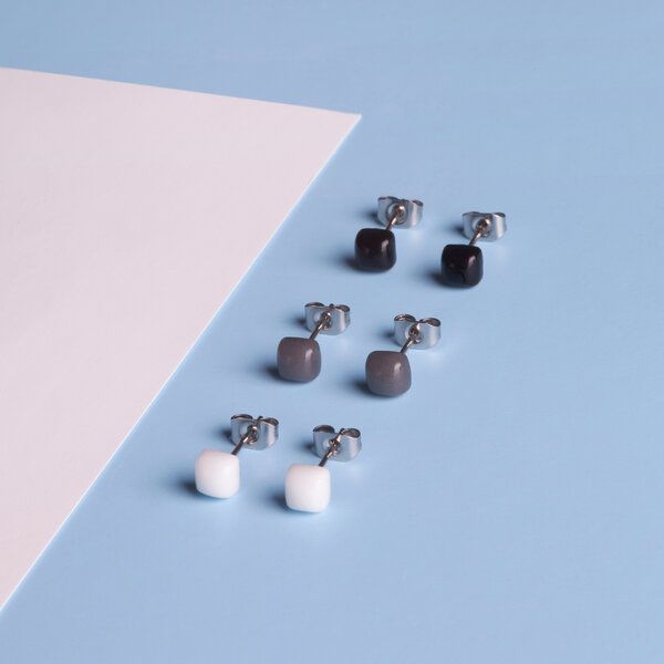 ALEXASCHA 3er Set Ohrringe bunt • Geometrische Ohrstecker aus Glas von ALEXASCHA