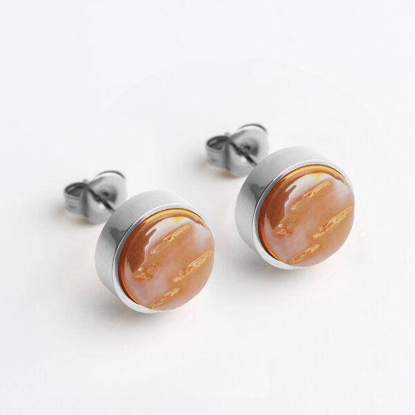 ALEXASCHA Edelstahl Ohrstecker mit Glasstein | Silber von ALEXASCHA