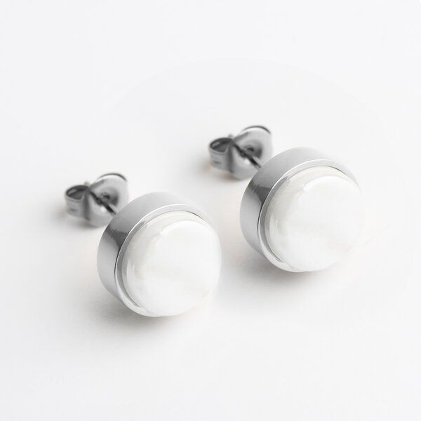 ALEXASCHA Edelstahl Ohrstecker mit Glasstein | Silber von ALEXASCHA