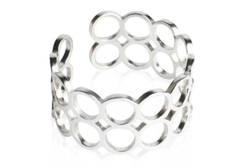 ALEXASCHA Fingerring Geometrischer Edelstahlring • verstellbare Größe • Offener Ring Damen von ALEXASCHA