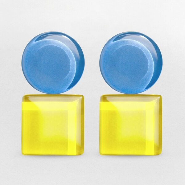 ALEXASCHA Geometrische Clip Ohrringe aus Glas | Bauhaus Design | 16 Farbkombinationen von ALEXASCHA